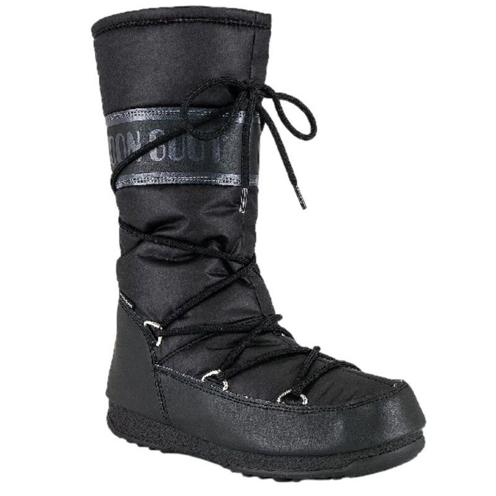 Moon Boot Tall Winter Boot 35 High Nylon Puffer Fleece Water Repellent Black